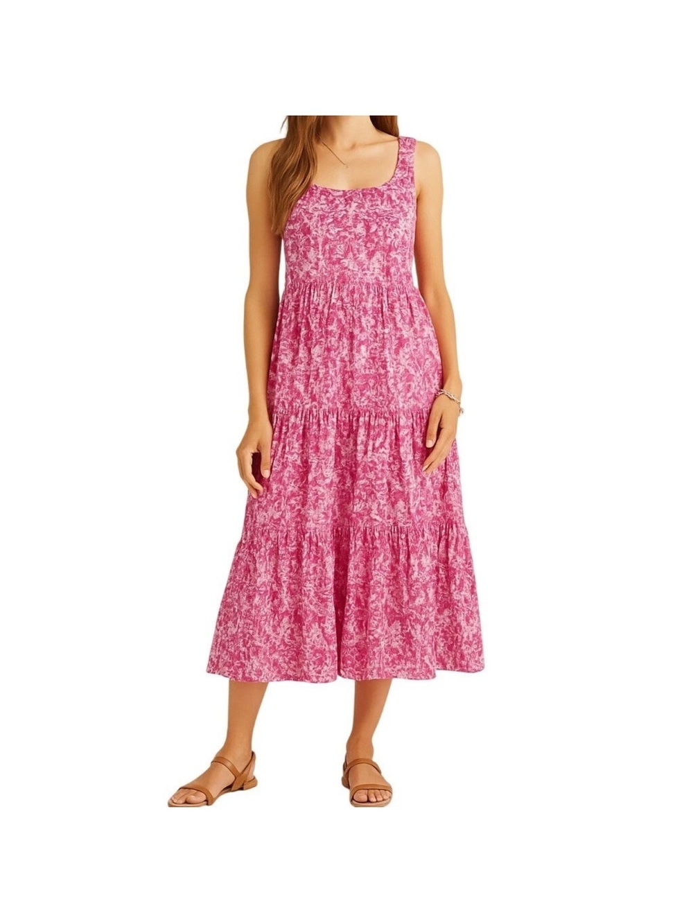 Banjanan Penelope Dress Sleeveless Pink Tiered Maxi Dress